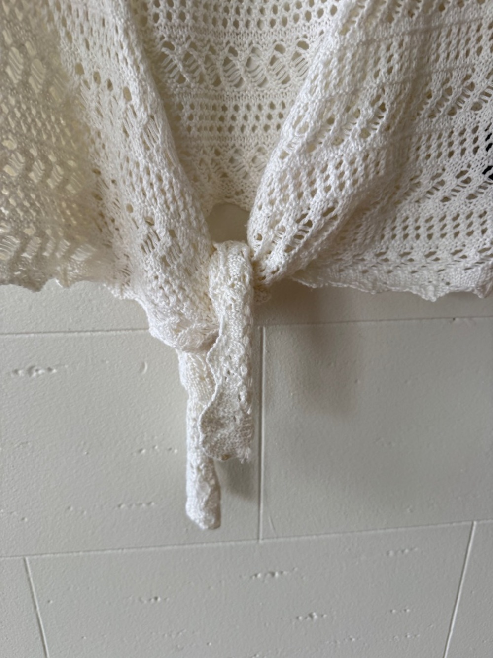 Crochet Tie Front Top Boho Knit Open Front Layering | Medium - Picture 4 of 9